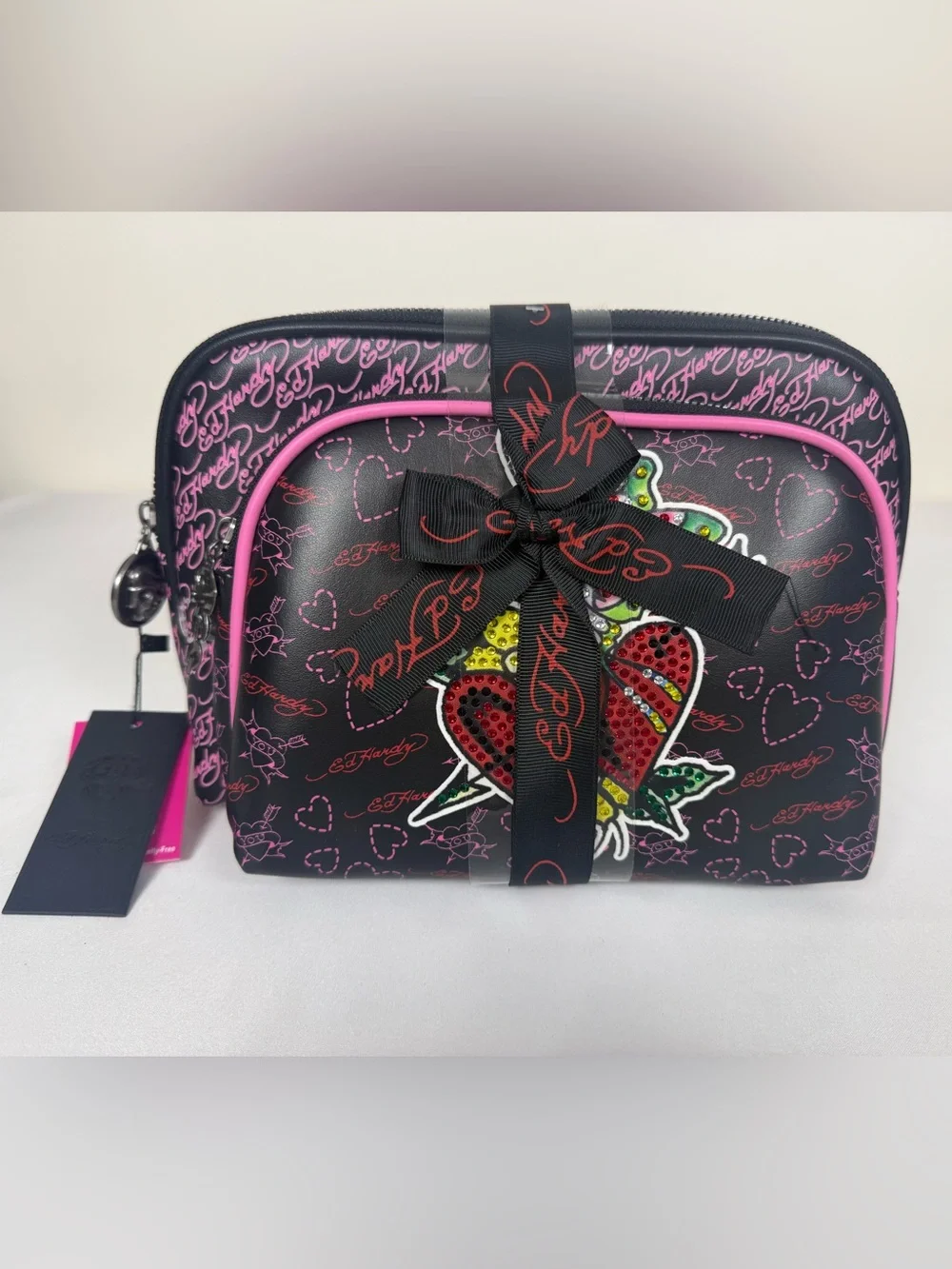 Ed Hardy 2-Piece Rhinestone Cosmetic Bag Set ✨🖤